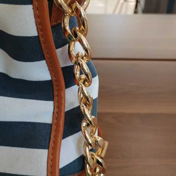 Michael Kors Striped Navy and Tan Women's Bag - Picture 15 of 16